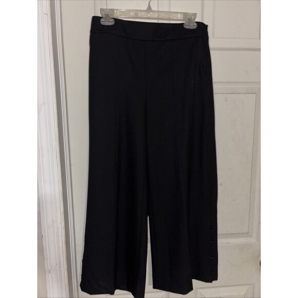 White House Black Market Pants Wide Leg Crop Black Size 4R - Picture 1 of 5